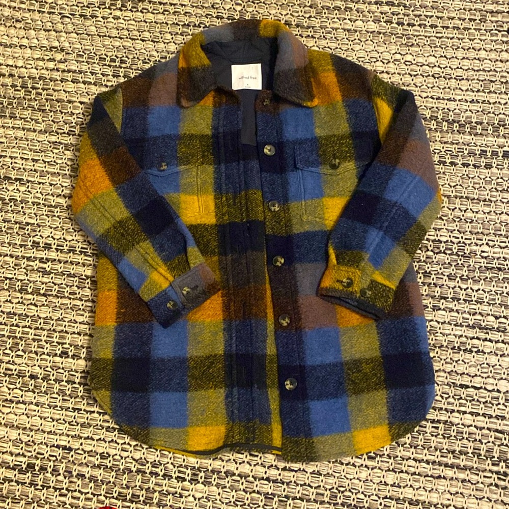 Wilfred Plaid Jacket in Blue, Yellow, and Brown